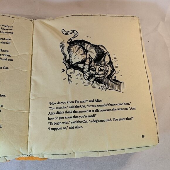 Think Geek Olde Book Pillow Alice’s Adventures in Wonderland Orange Plush - Picture 4 of 12